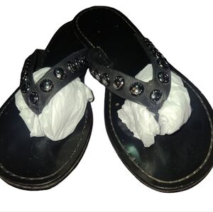 Women's Coach Black Leather Studded Sandal, Cascade Size 8B